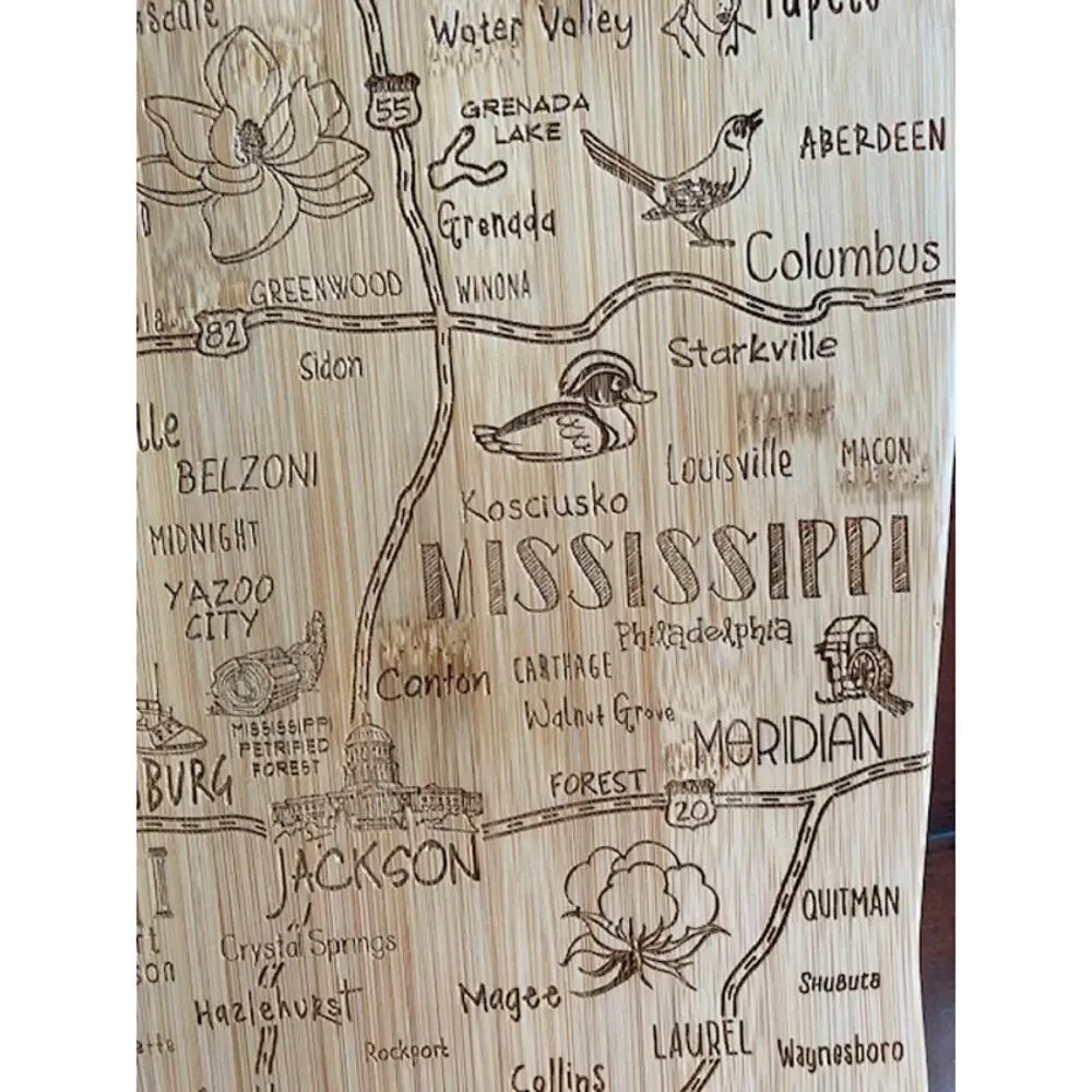TOTALLY BAMBOO DESTINATION MISSISSIPPI LASER ETCHED SERVING CUTTING‎ BOARD